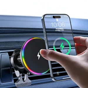 15W Magnetic Wireless Car Charger Air Vent Phone Mount Holder for iPhone Android